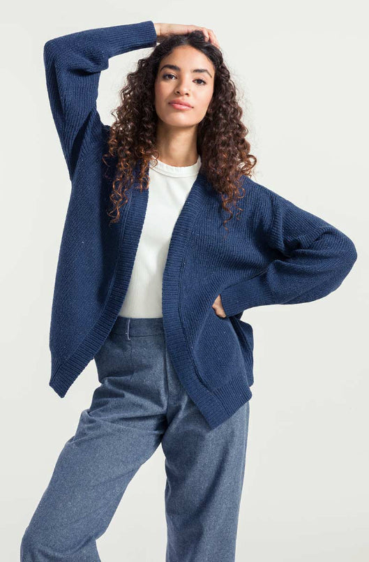 Cardigan donna cotone  jeans rigenerato