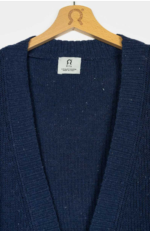 Cardigan donna cotone  jeans rigenerato